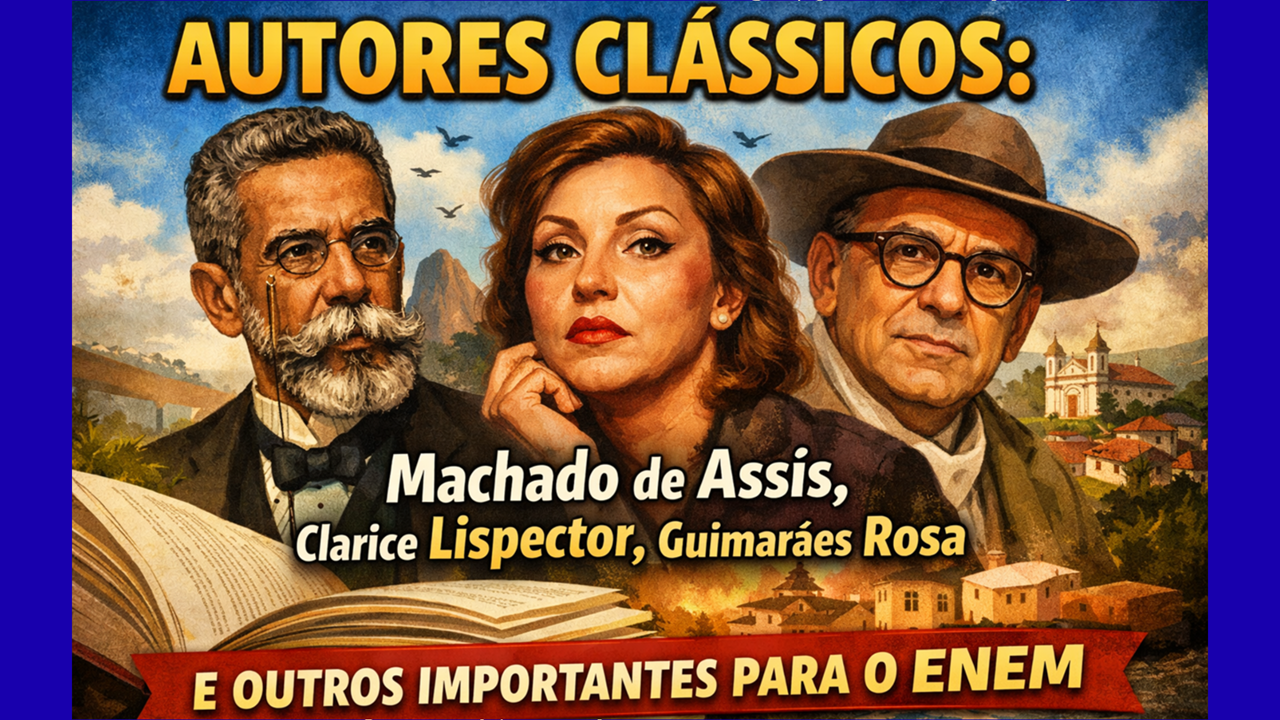 Resumo de Autores clássicos Para o ENEM! Machado de Assis, Clarice Lispector, Guimarães Rosa e outros - Questões e Vídeo 1 Resumo de Autores clássicos Para o ENEM